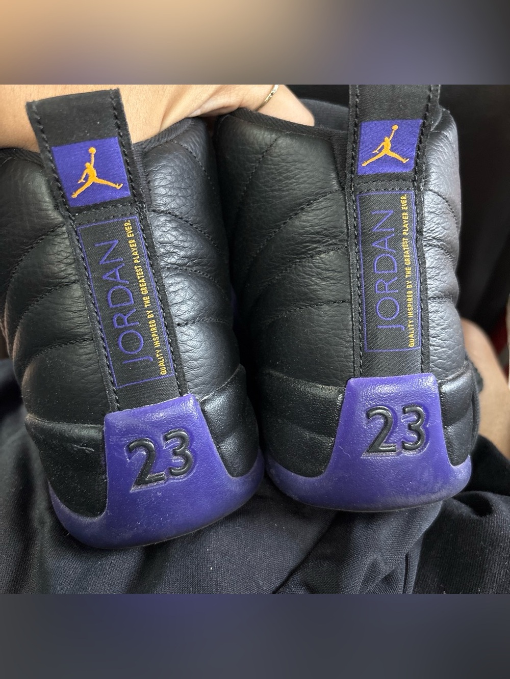 Jordan Black and Purple Retro 23 High-Top Sneakers